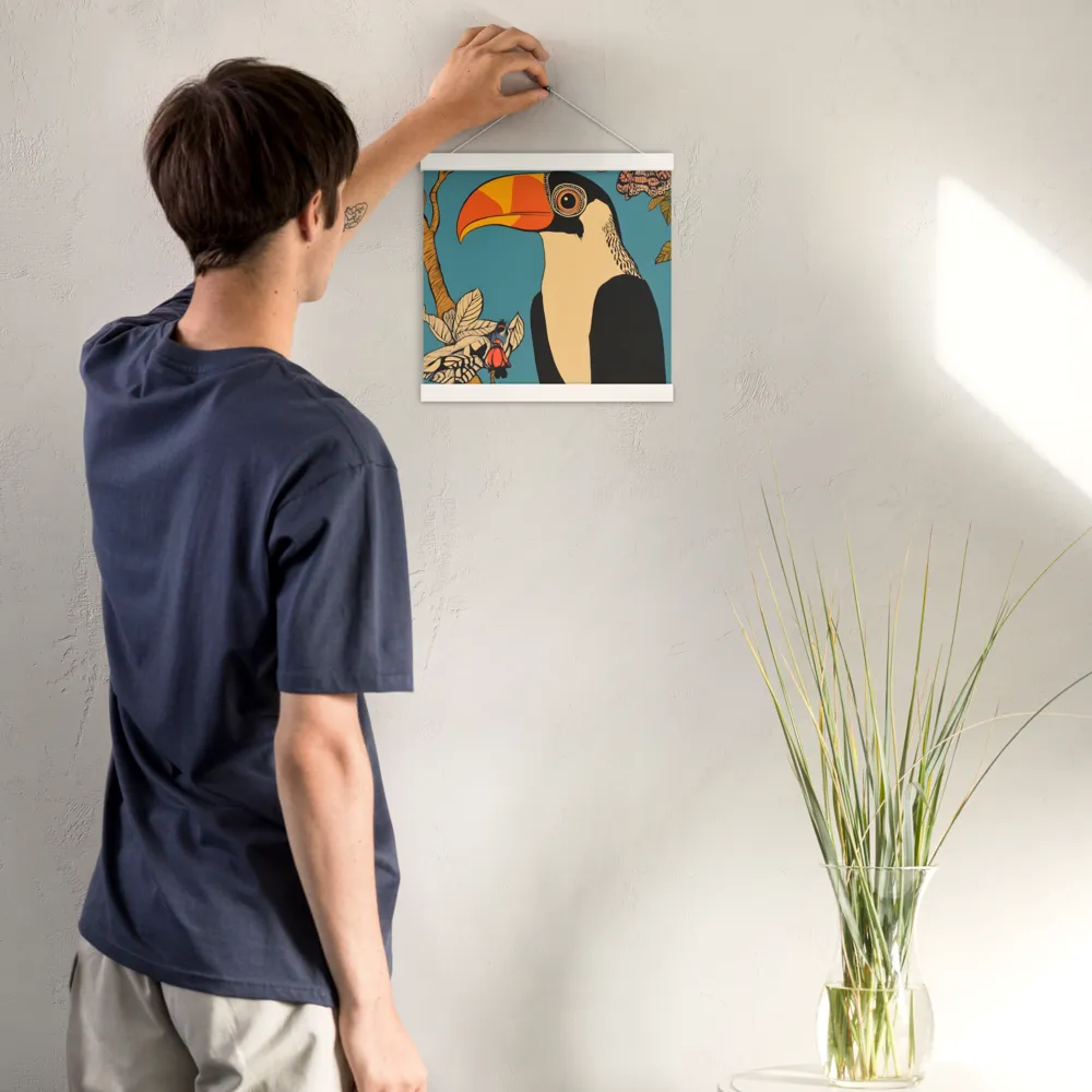 Tropical Majesty: The Toucan at Rest | Poster With White Wood Hanger | 12″×12″