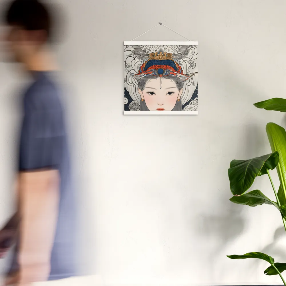 Serenity in Myth: A Traditional Portrait | Poster With White Wood Hanger | 16″×16″