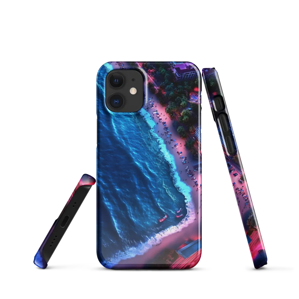Twilight Reflections: A Serene Beach Aerial | Phone Case |  12 Mini | Snap Case | Glossy