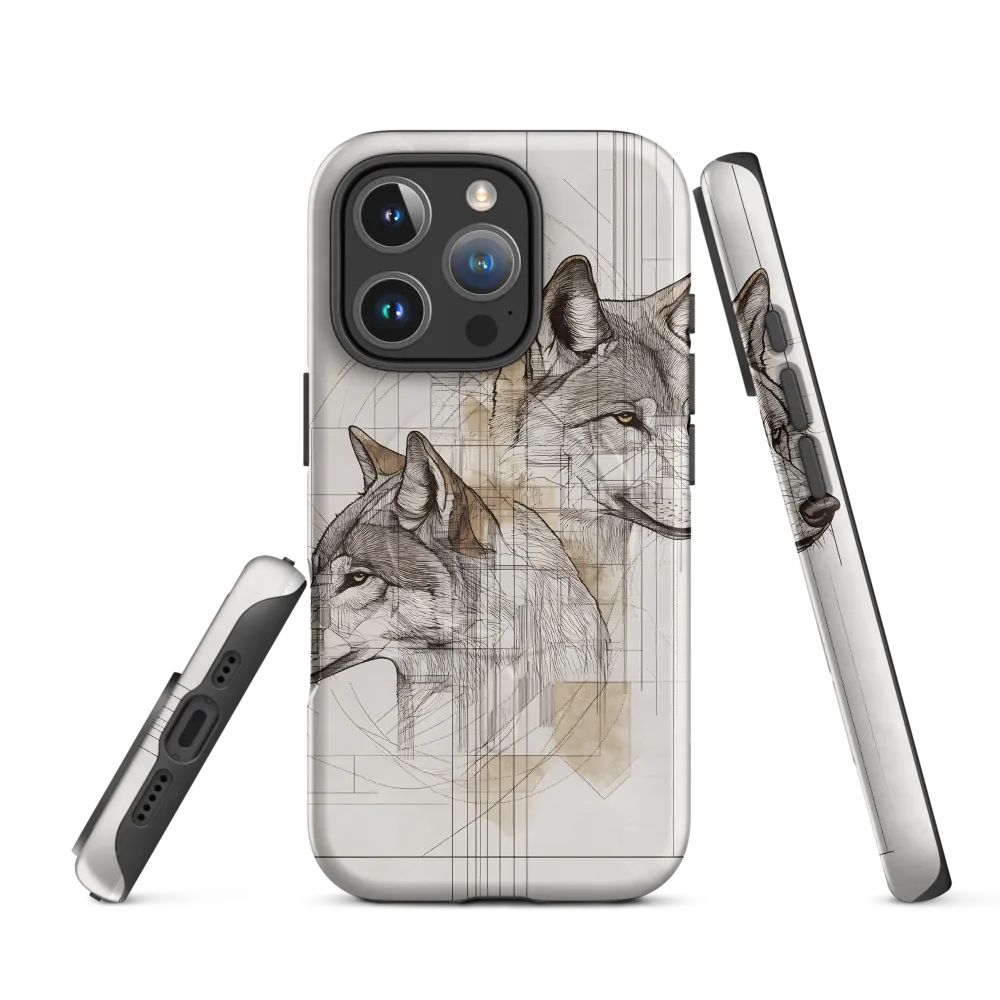 Geometric Harmony: The Essence of Wolves | Phone Case |  16 Pro | MagSafe® Tough Case | Matte