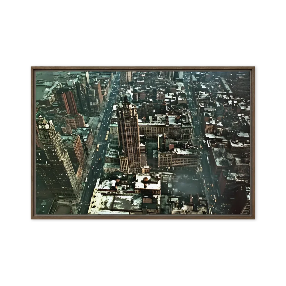 Aerial Symphony of Urban Life | Canvas with Brown Frame | 20″×30″