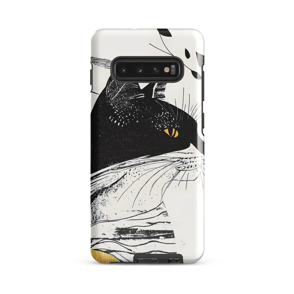 Whiskered Elegance: A Minimalist Cat Profile | Phone Case |  S10 Plus | Tough Case | Glossy