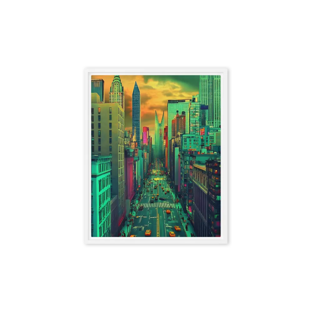 Urban Surrealism: Neon Dreams | Canvas with White Frame | 8″×10″