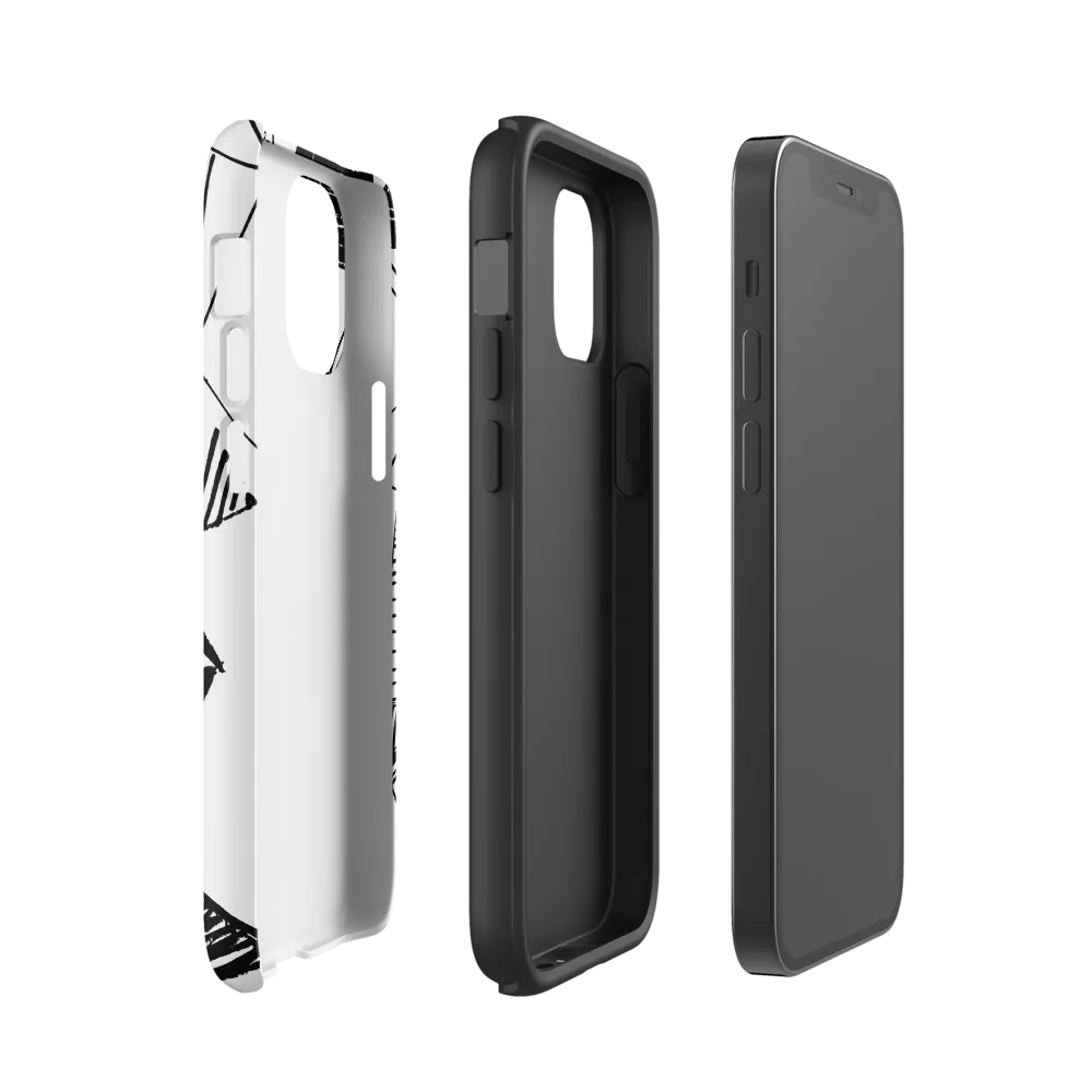 Dynamic Geometry in Ink | Phone Case |  12 mini | Tough Case | Matte