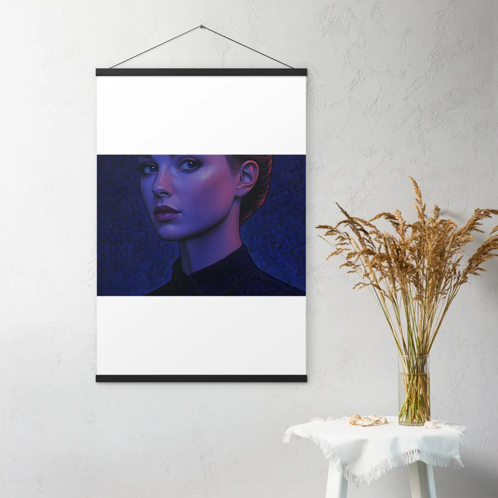 Ethereal Portrait in Blue and Red | Poster With Black Wood Hanger | 24″×36″