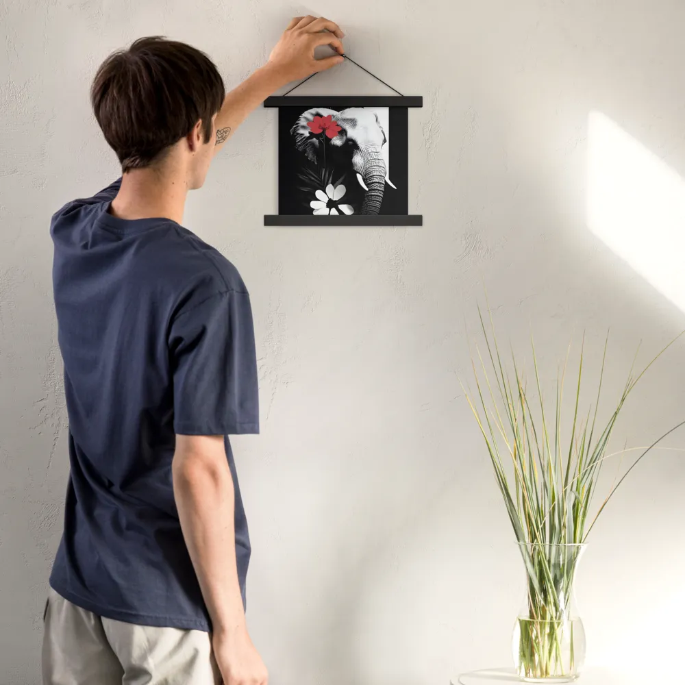 Elephant Harmony | Poster With Black Wood Hanger | 10″×10″
