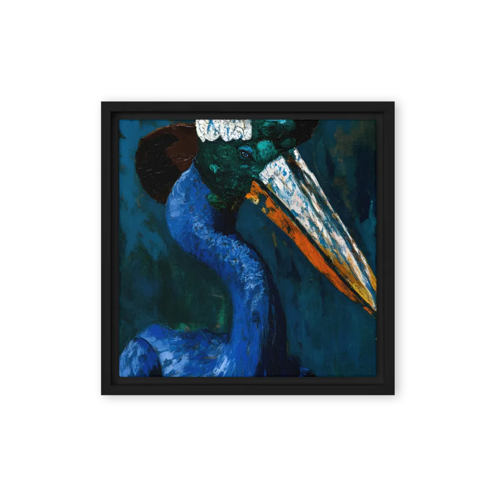 Majestic Absurdity: The Hat-Wearing Bird | Canvas with Black Frame | 12″×12″