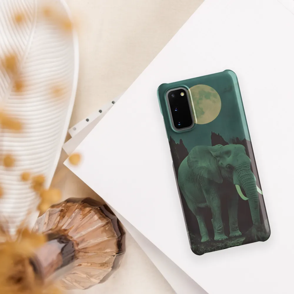 Ethereal Presence: Elephant Under a Full Moon | Phone Case |  S20 | Snap Case | Matte
