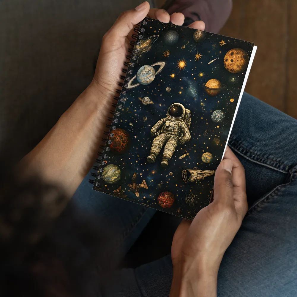 Cosmic Voyage: An Astronaut's Solitude | Spiral Notebook