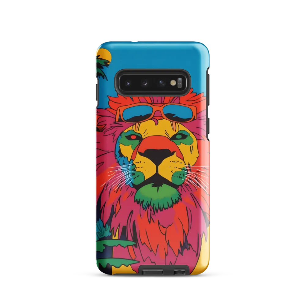 Lion with Sunglasses: A Vibrant Tropical Portrait