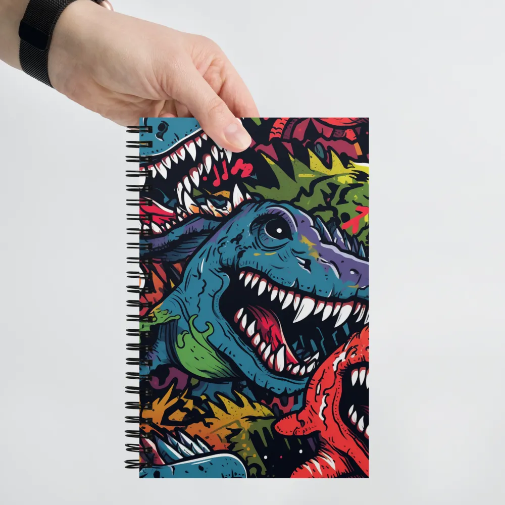 Dino Mania: A Colorful Frenzy | Spiral Notebook