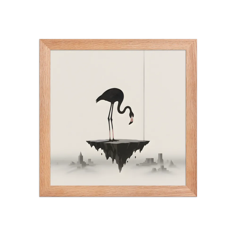 Floating Flamingo 
 Poster with Red oak Frame | 10″x 10″