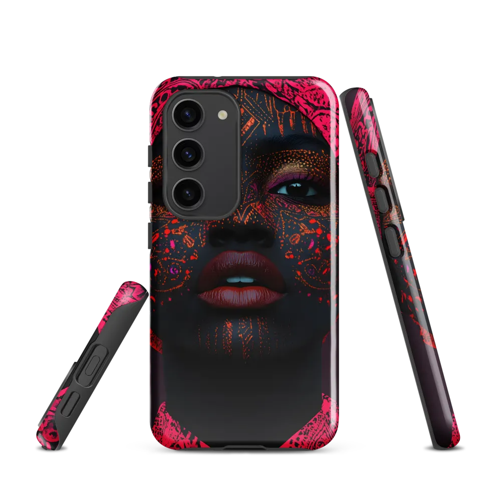 Neon Adornments: A Portrait of Cultural Expression | Phone Case |  S23 | Tough Case | Glossy