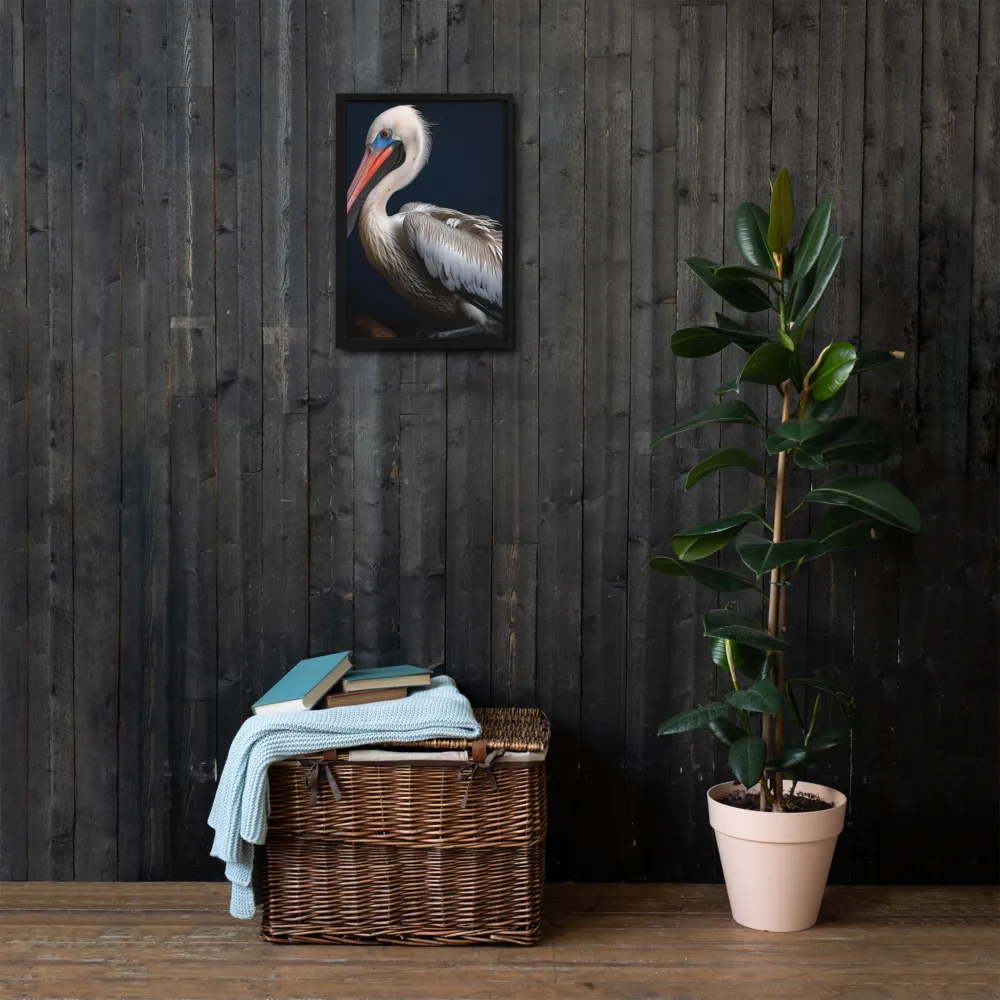Majestic Pelican Portrait | Canvas with Black Frame | 12″×18″