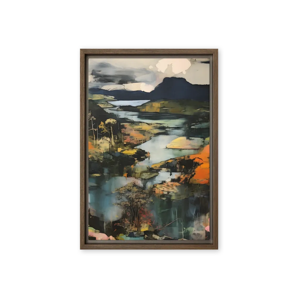 Harmony of Nature: An Abstract Journey | Canvas with Brown Frame | 12″×18″
