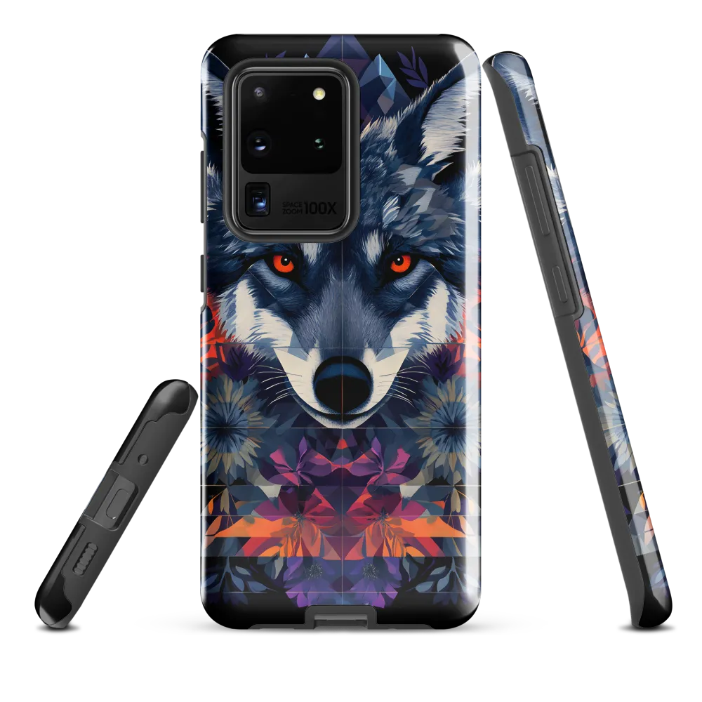 Mystical Wolf Amidst Floral Geometry