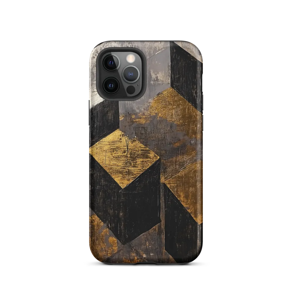 Geometric Harmony in Gold and Black | Phone Case |  12 Pro | Tough Case | Matte