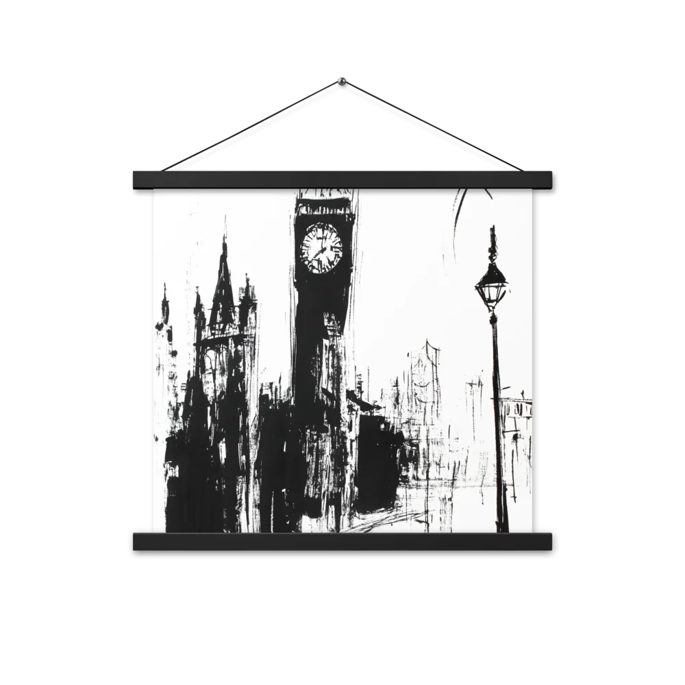 Clock Tower in Motion | Poster With Black Wood Hanger | 18″×18″