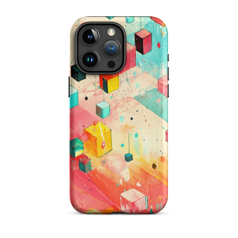 Suspended Cubes in Colorful Abstraction | Phone Case |  15 Pro Max | Tough Case | Matte