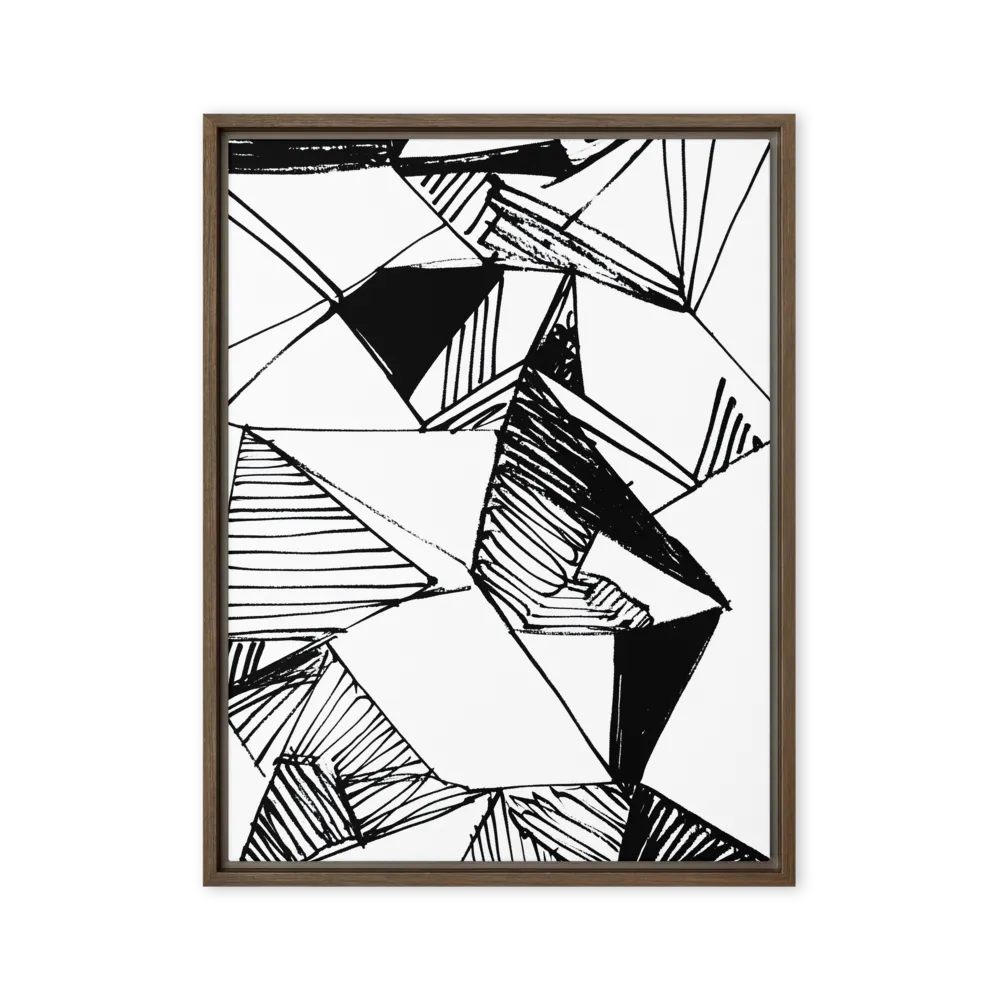 Dynamic Geometry in Ink | Canvas with Brown Frame | 24″×32″