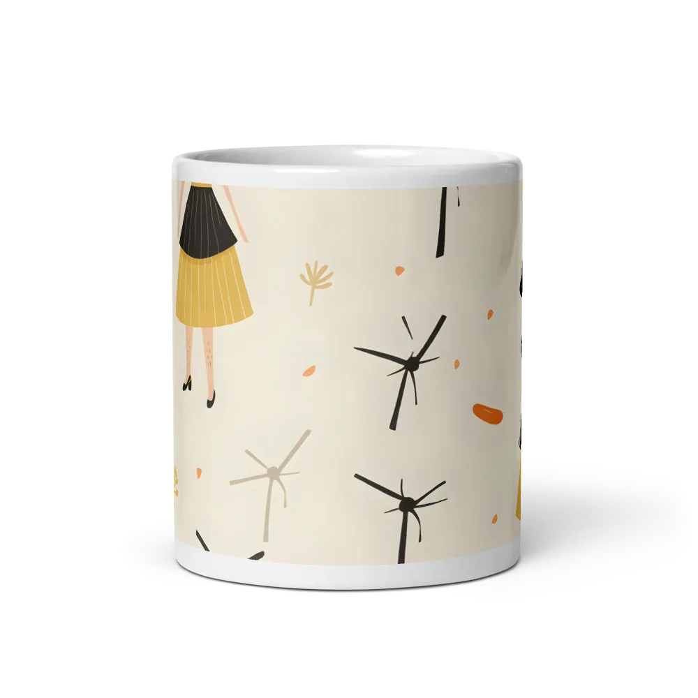 Whimsical Patterns of Nature and Femininity | Mug with White inside | 11 oz