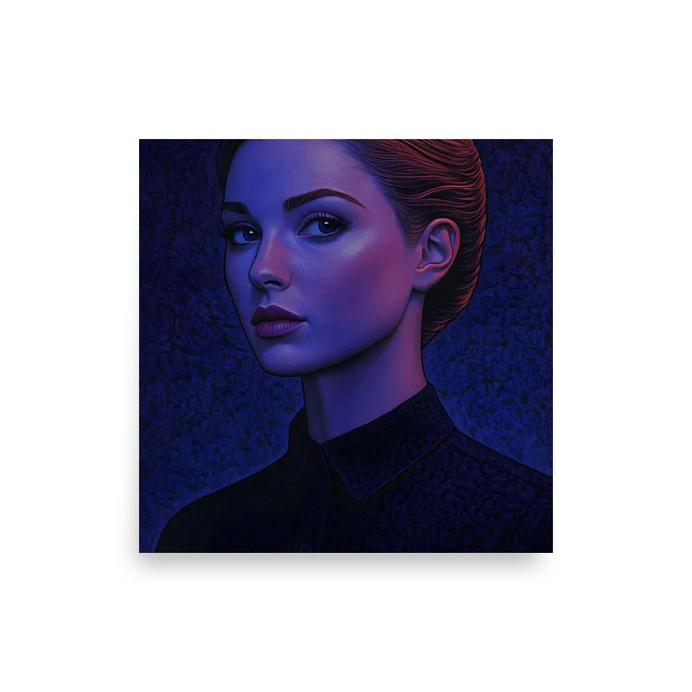 Ethereal Portrait in Blue and Red | Poster | 16″×16″