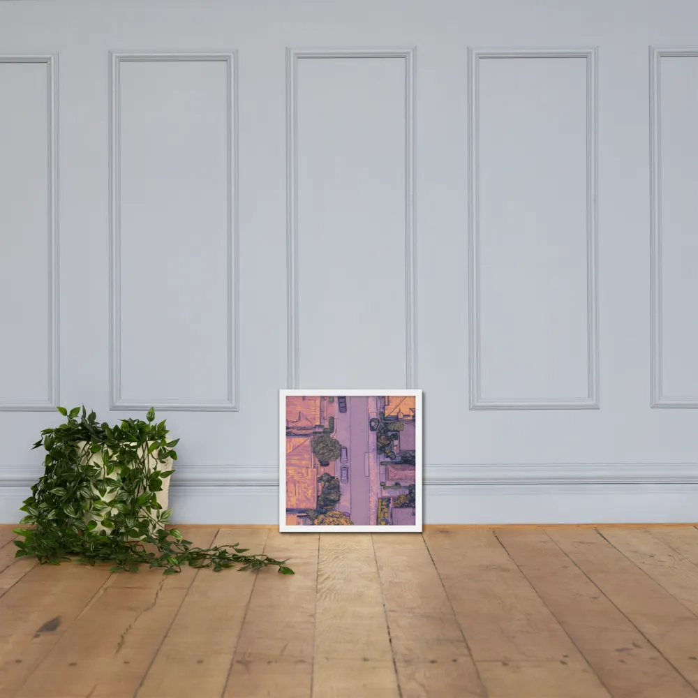 Aerial Serenity: Suburban Oasis | Poster with White Frame | 16″×16″