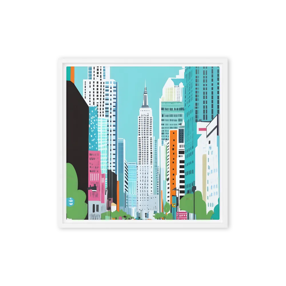 Urban Symphony: A Modern Cityscape | Canvas with White Frame | 16″×16″