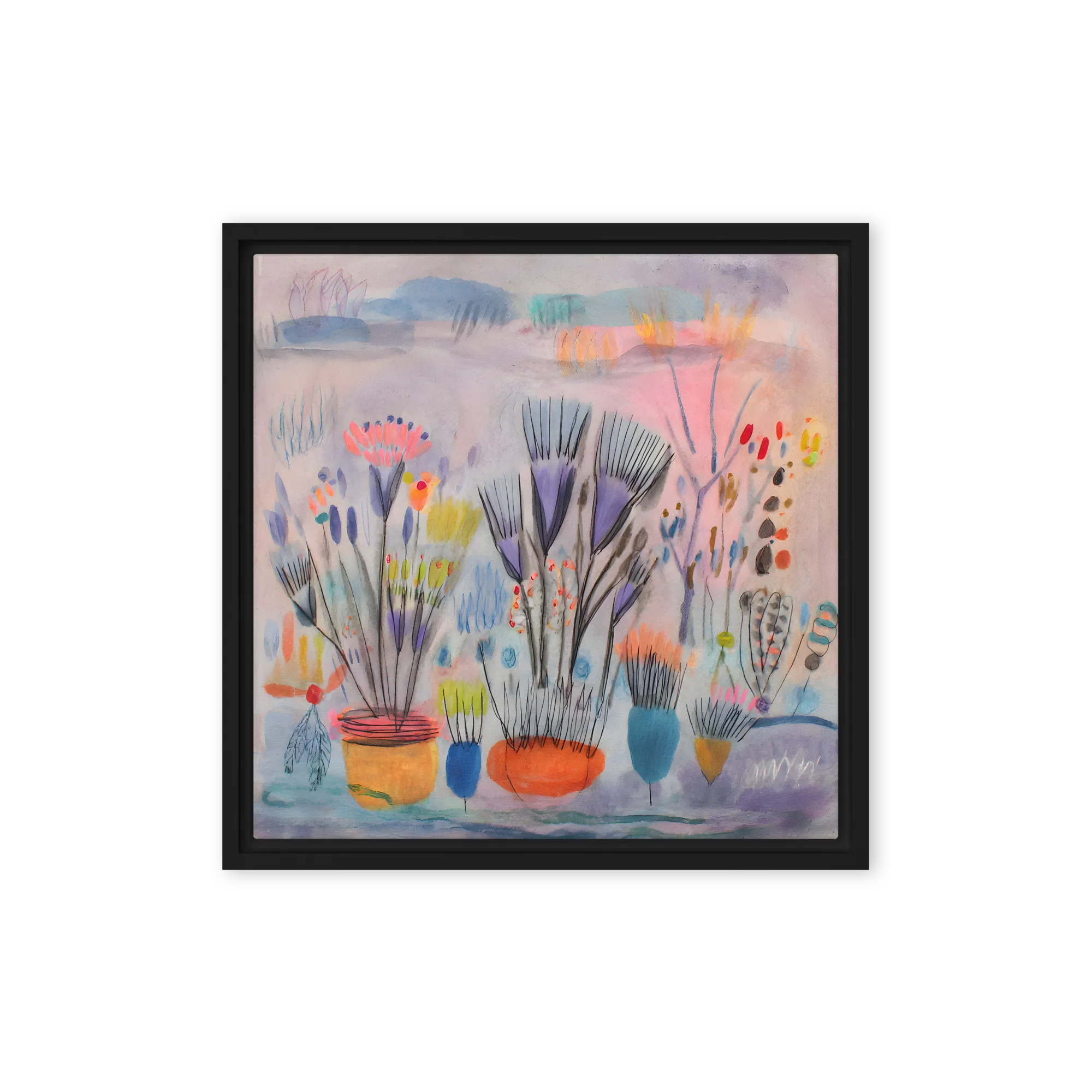 Dreamy Botanical Study 
 Canvas with Black Frame