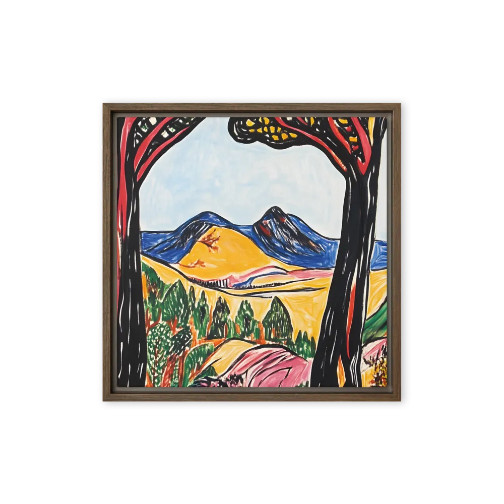 Vibrant Nature's Embrace | Canvas with Brown Frame | 16″×16″
