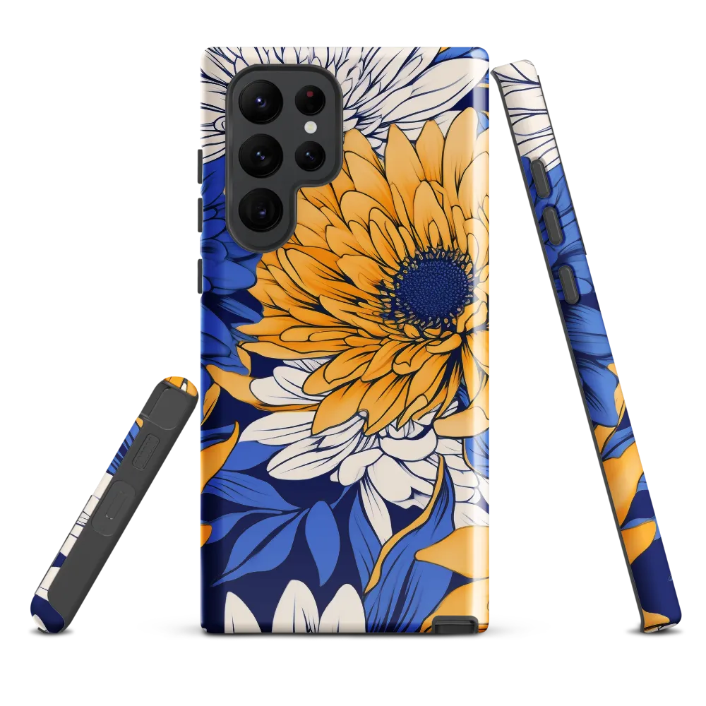 Floral Harmony in Blue and Yellow