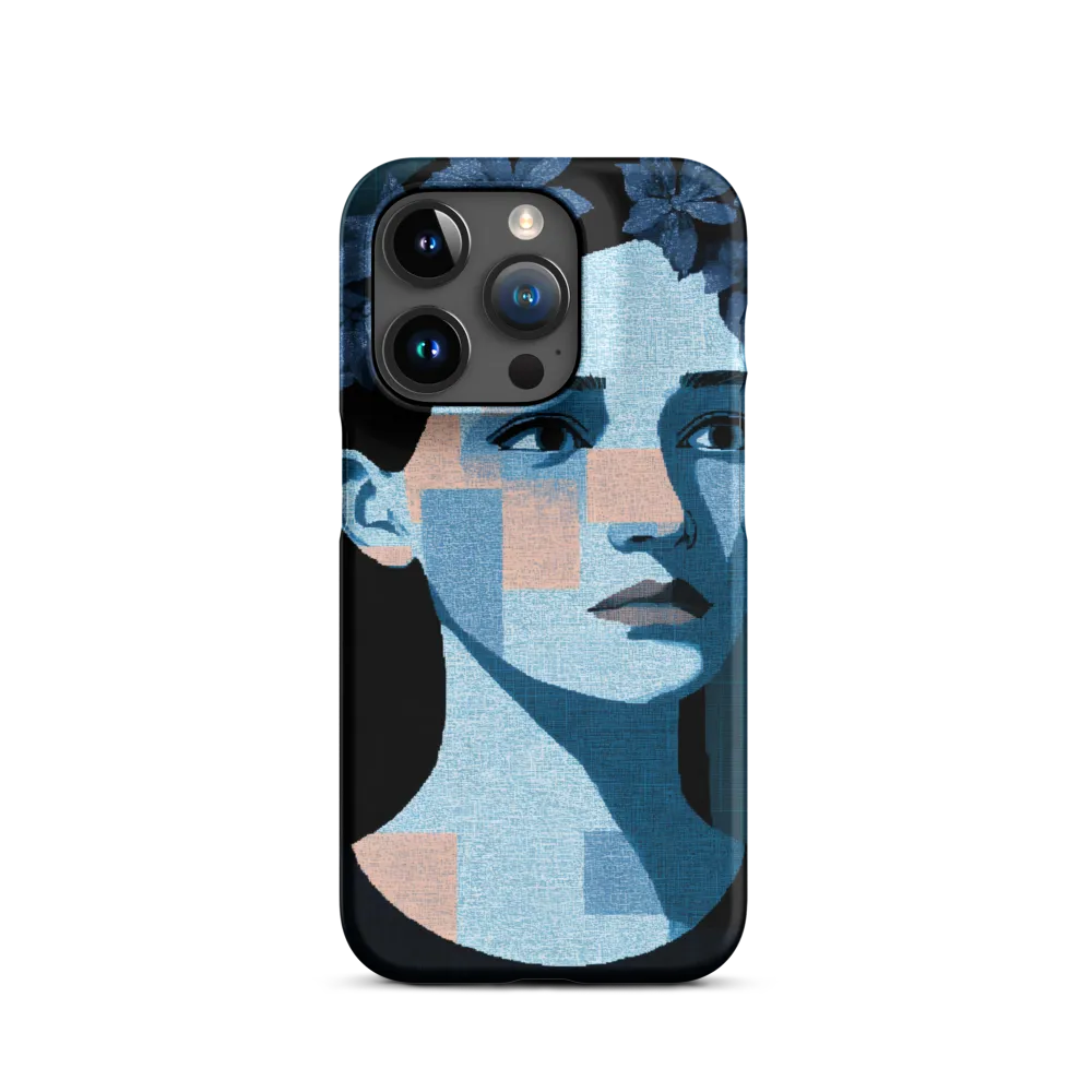 Grid-Wreathed Cyan Portrait
