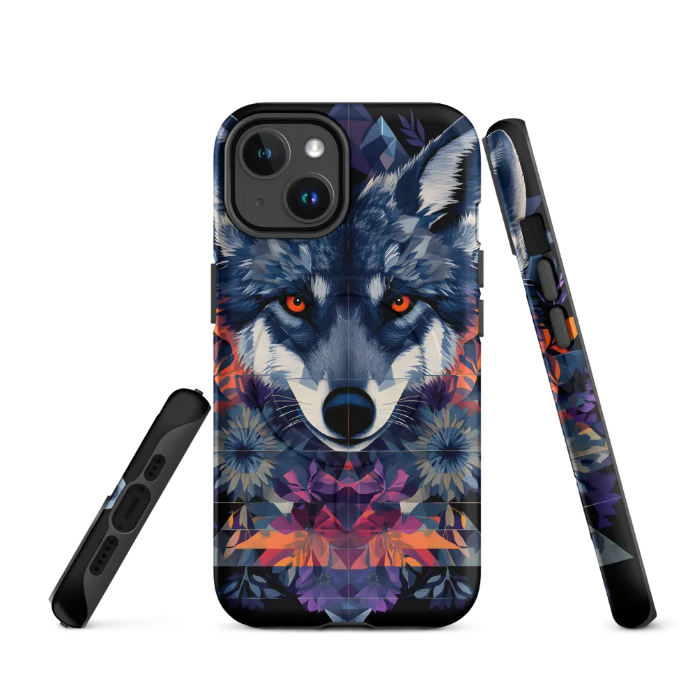 Mystical Wolf Amidst Floral Geometry