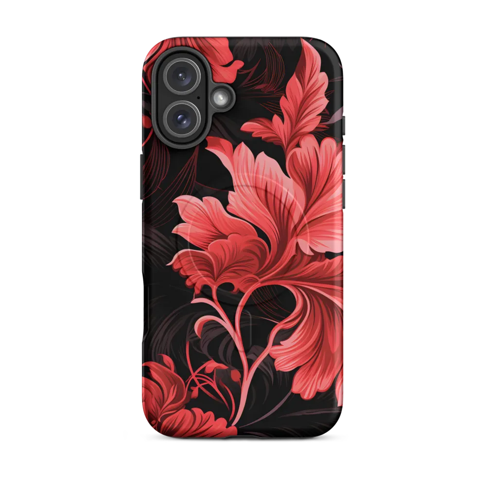 Tropical Elegance in Red | Phone Case |  16 Plus | MagSafe® Tough Case | Matte