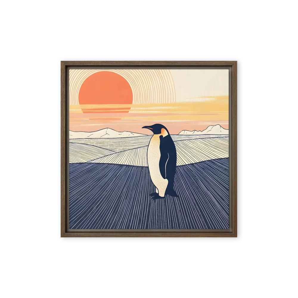 Penguin at Sunset 
 Canvas with Brown Frame