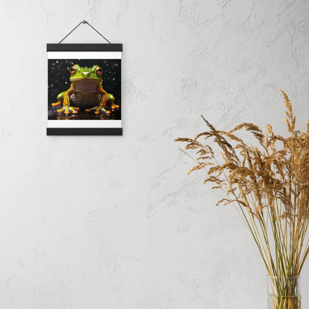 Emerald Elegance: The Frog in Focus | Poster With Black Wood Hanger | 8″×10″