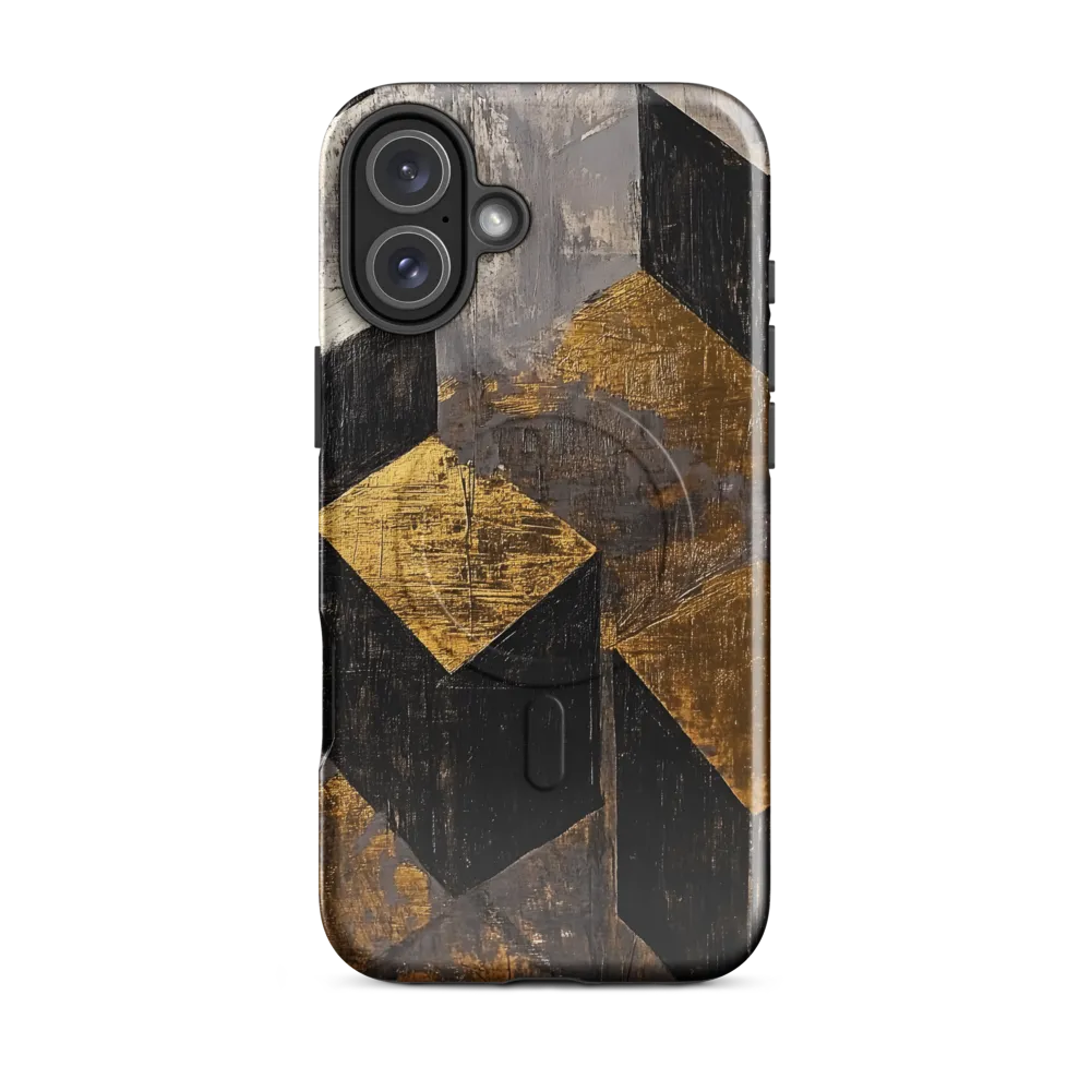 Geometric Harmony in Gold and Black | Phone Case |  16 Plus | MagSafe® Tough Case | Glossy