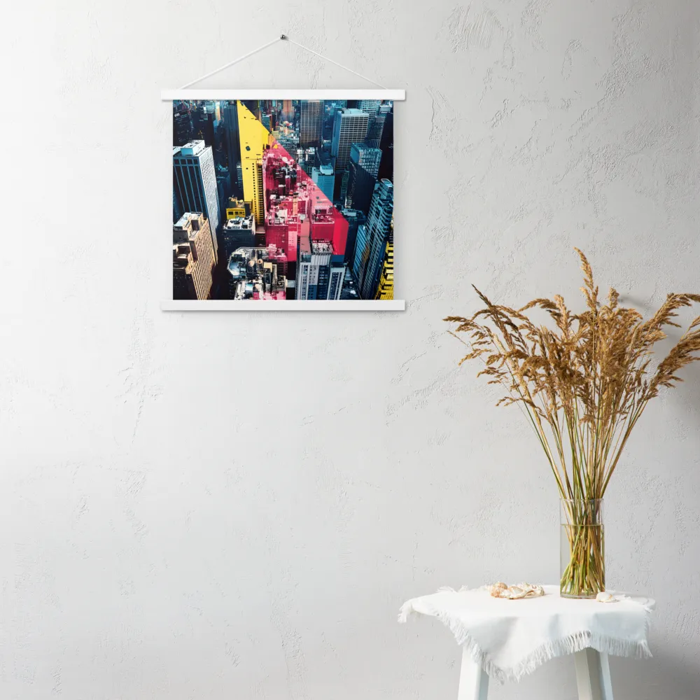 Dynamic Urban Symphony | Poster With White Wood Hanger | 18″×18″