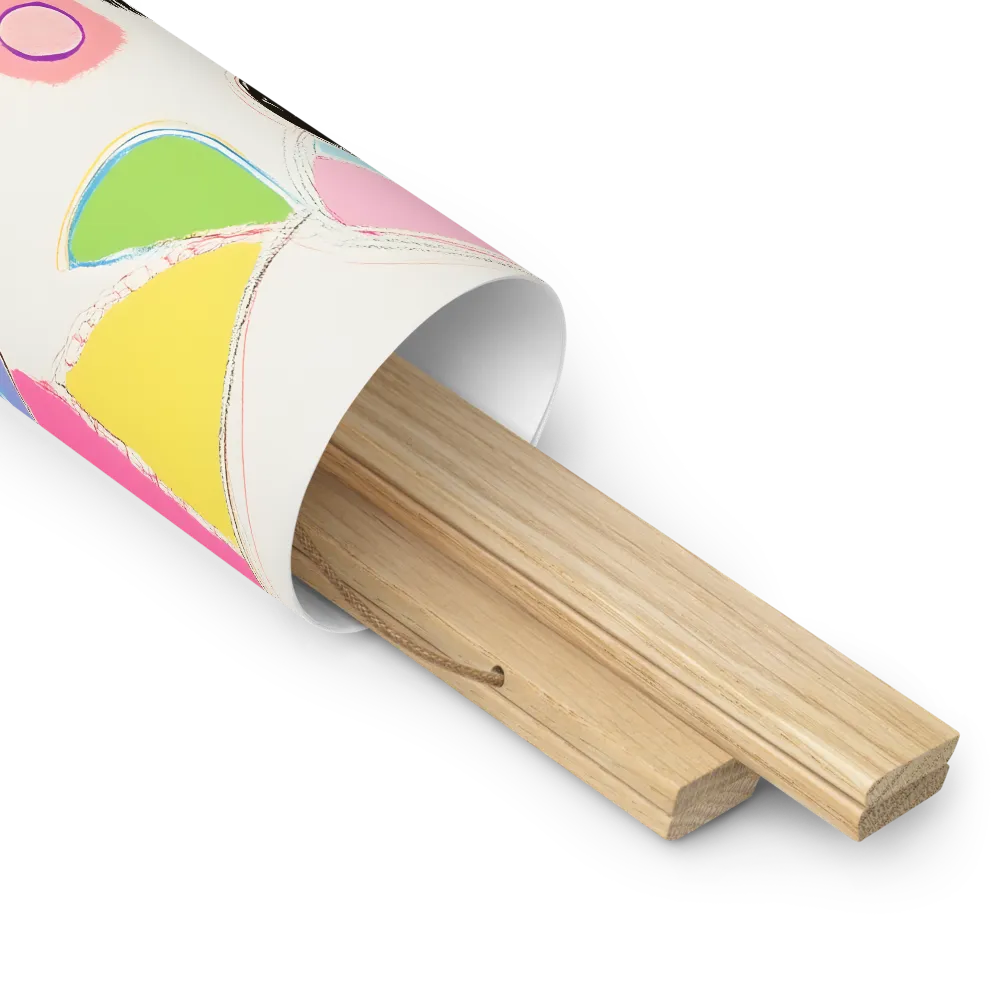 Whimsical Portrait in Colorful Abstraction | Poster With Oak Wood Hanger | 10″×10″
