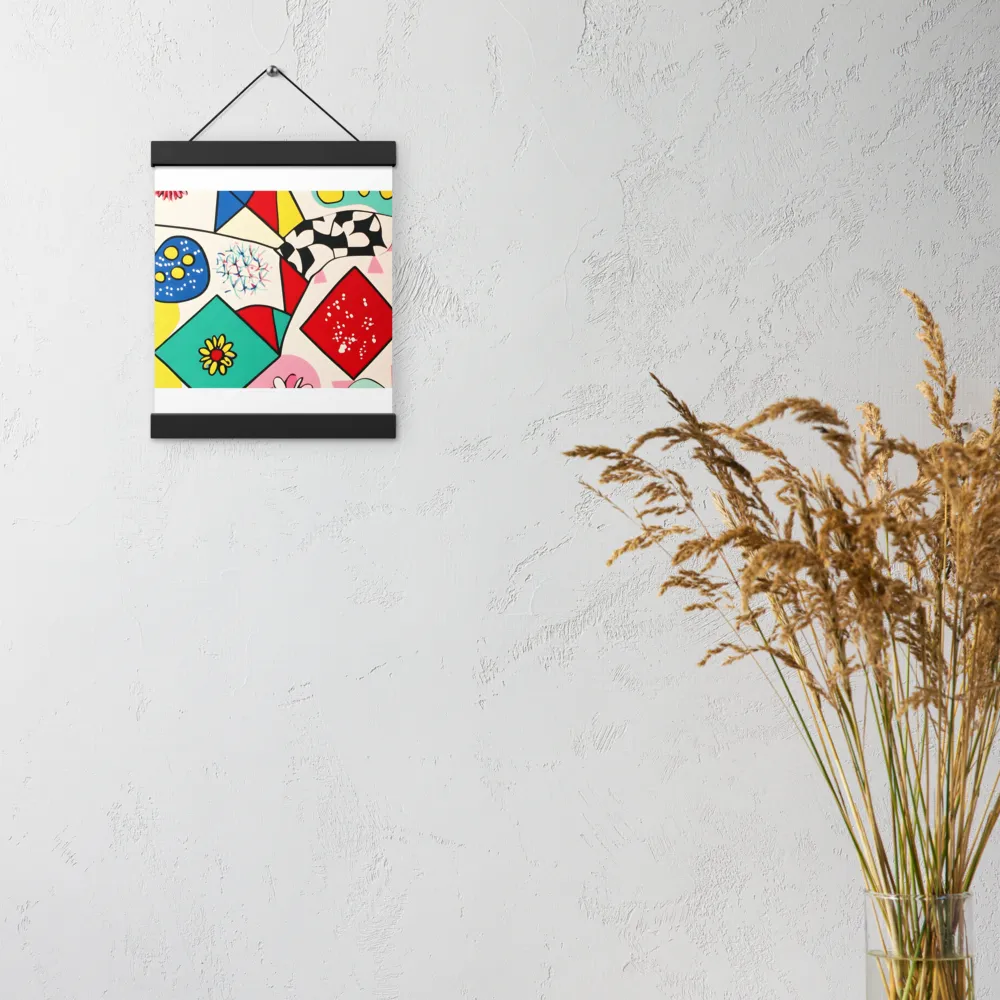 Joyful Geometry: A Playful Dance of Shapes and Colors | Poster With Black Wood Hanger | 8″×10″