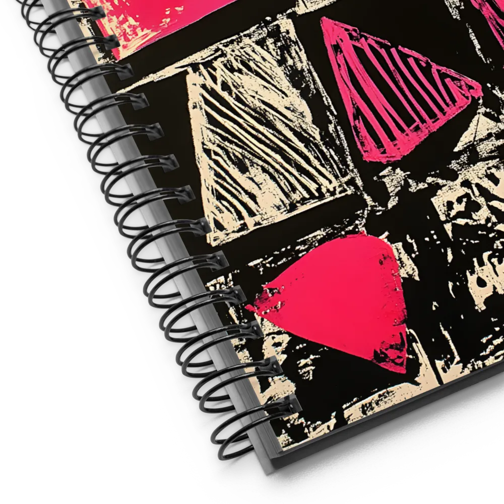 Geometric Symphony in Pink and Black | Spiral Notebook