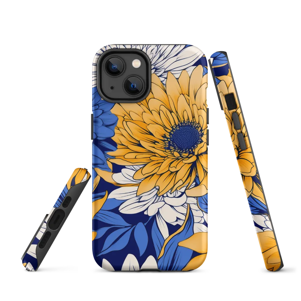 Floral Harmony in Blue and Yellow