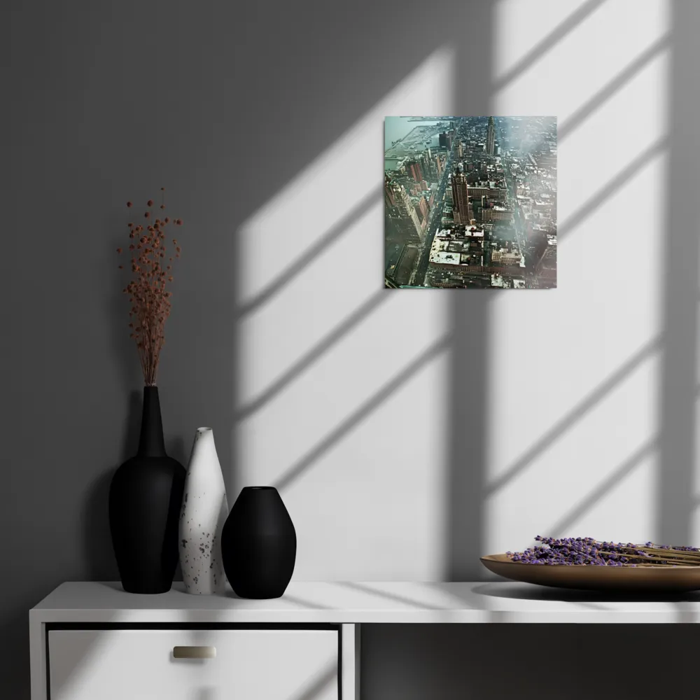 Aerial Symphony of Urban Life | Metal Print | 12″×12″