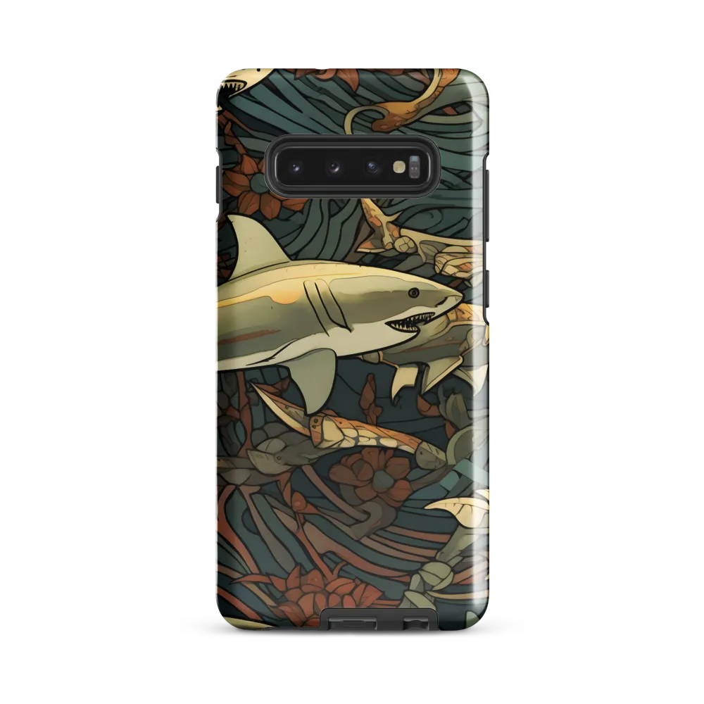 Dynamic Harmony of Sharks and Flora | Phone Case |  S10 Plus | Tough Case | Glossy