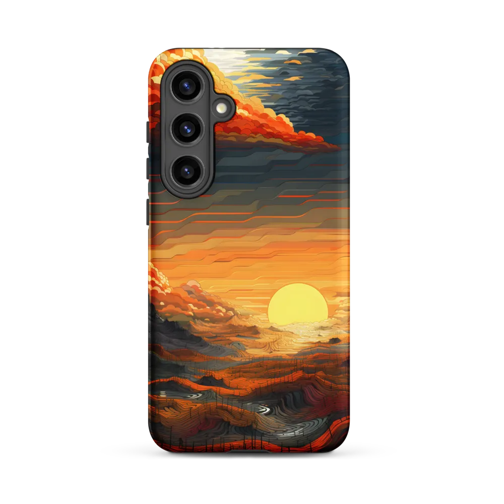 Ethereal Sunset: A Serene Landscape in Flowing Forms | Phone Case |  S24 Plus | Tough Case | Matte