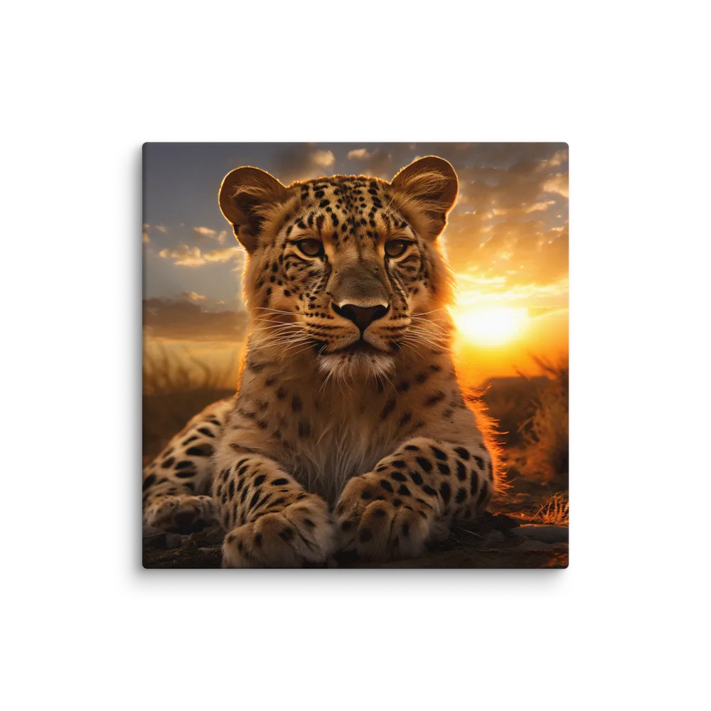 Regal Presence: The Leopard at Sunset | Canvas | 32″×32″