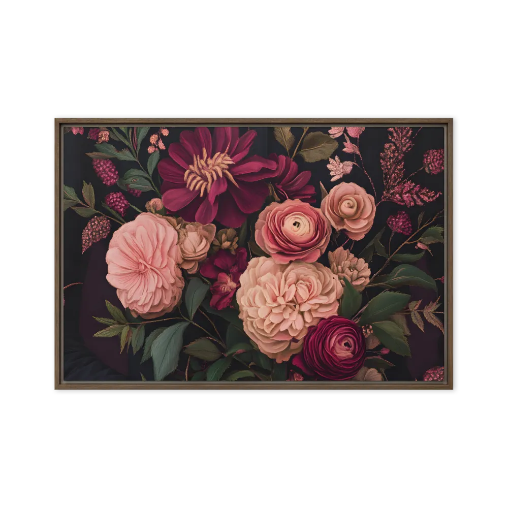 Botanical Elegance | Canvas with Brown Frame | 20″×30″