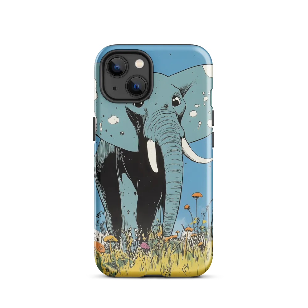 Whimsical Blue Elephant in Bloom