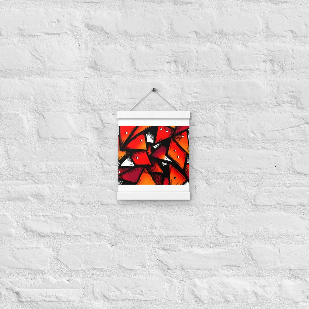 Dynamic Geometry of Red and Orange | Poster With White Wood Hanger | 8″×10″