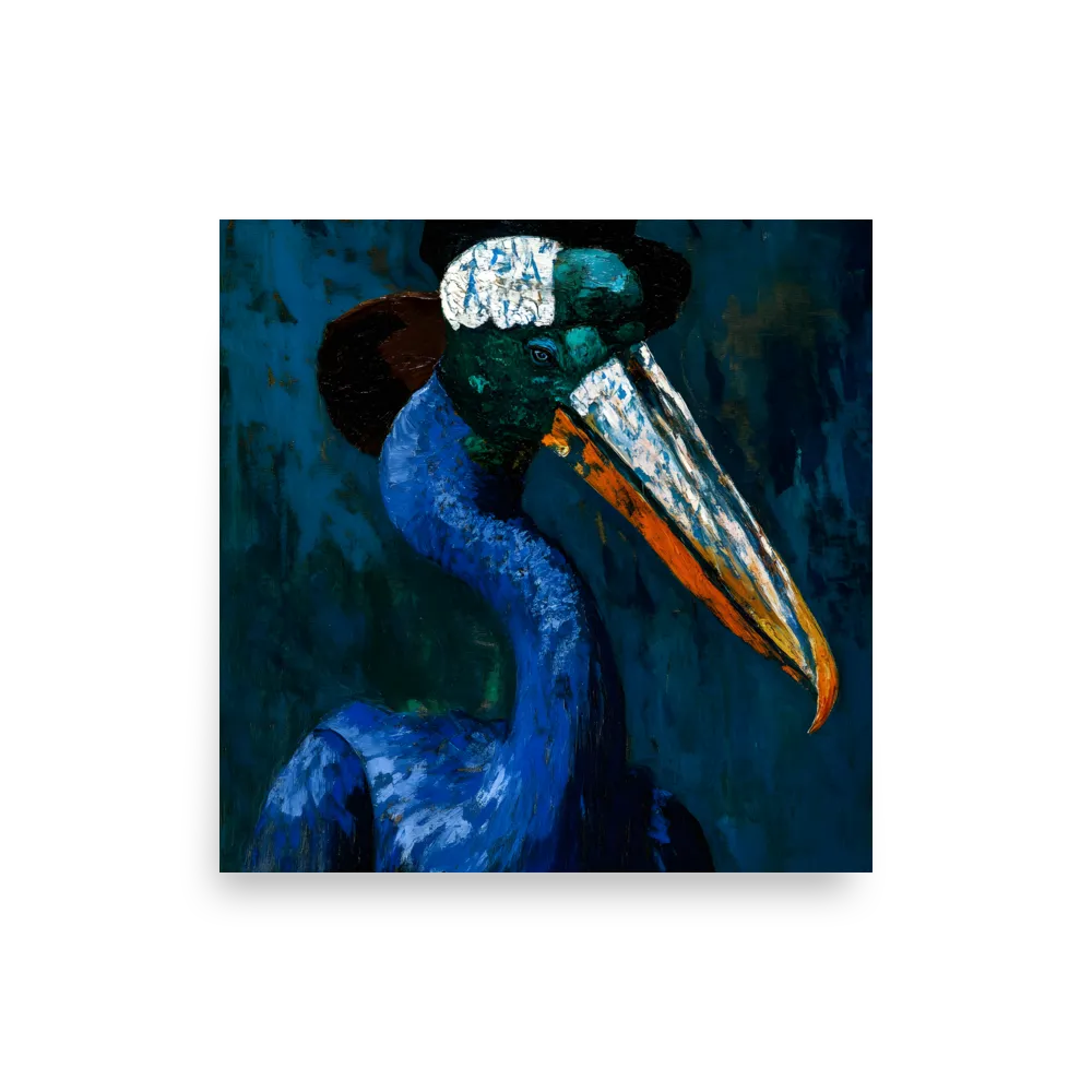 Majestic Absurdity: The Hat-Wearing Bird | Poster | 16″×16″